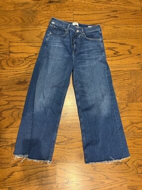 Citizens Of Humanity Dark Blue Lyra Wide-Leg Cropped Jeans